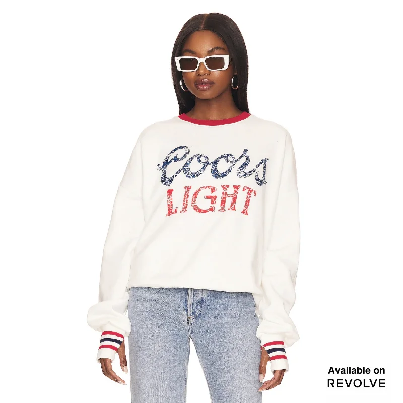 Pullover sweater for family walks -Coors Light 1980 - Jump Jumper - White & Red