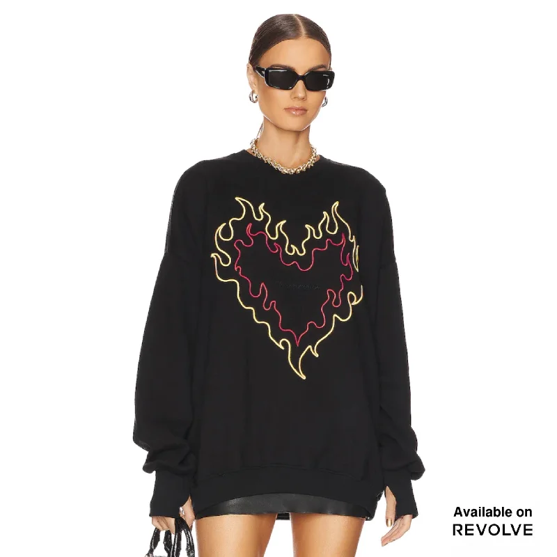 Pullover sweater with swirl cuffs -Burn Heart - Jump Jumper - Black