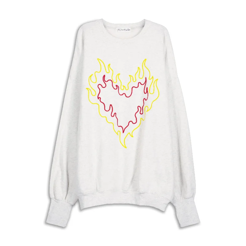 Pullover sweater with swirl cuffs -Burn Heart - Jump Jumper - Pebble Heather