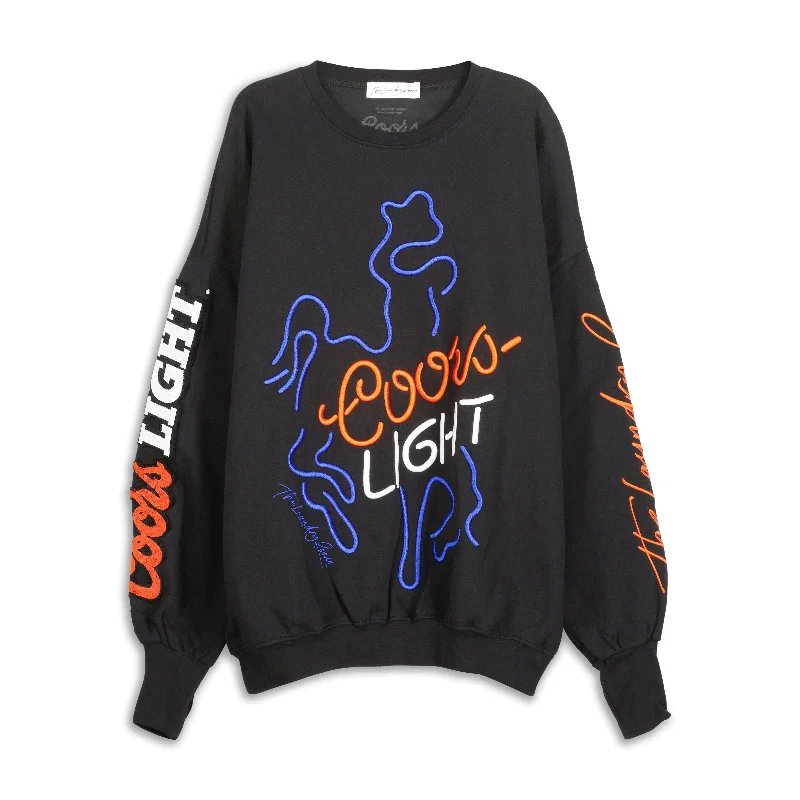 Pullover sweater with back slit -Coors Light Neon Rodeo - Jump Jumper - Black