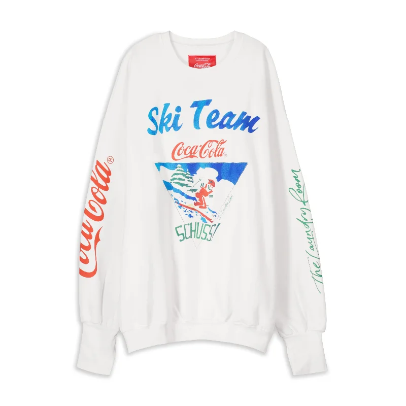 Pullover sweater for beach walks -Coca Cola Ski Team - Jump Jumper - White