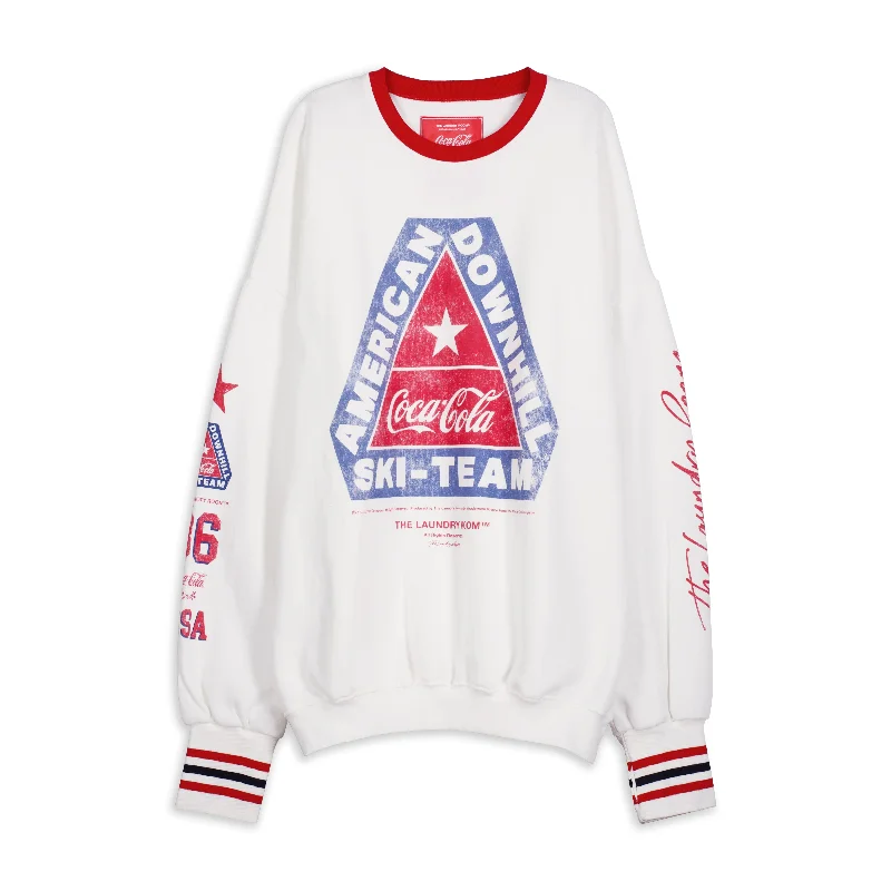 Pullover sweater for summer events -American Downhill Ski Team - Jump Jumper - White & Red & Blue