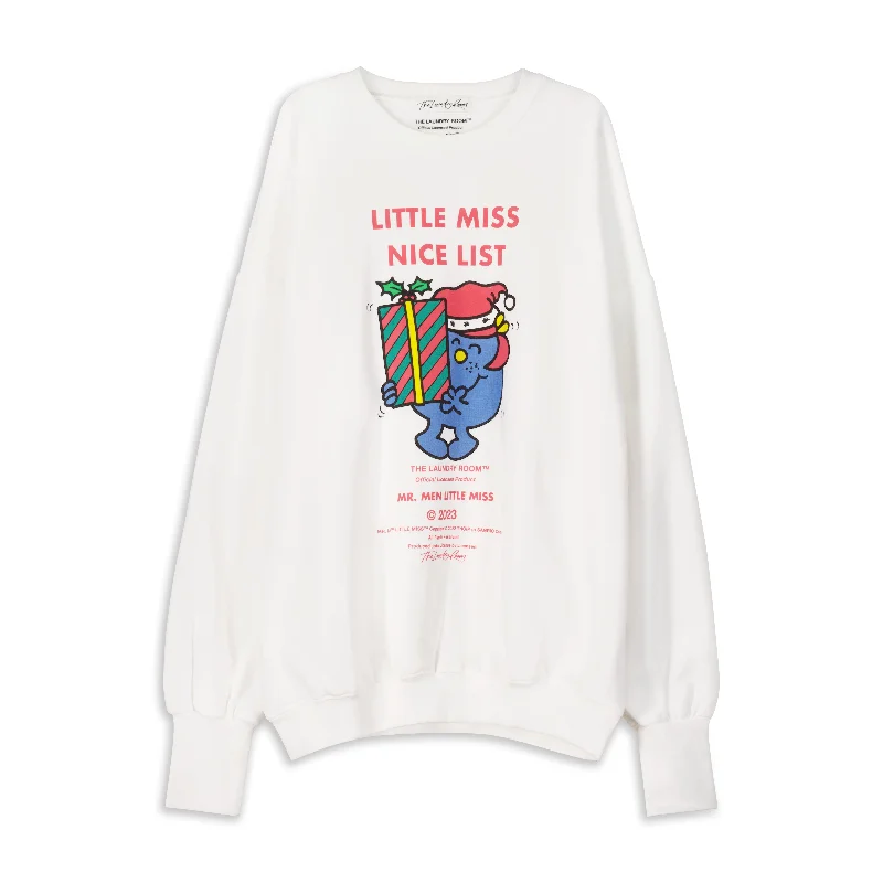 Pullover sweater with back slit -Little Miss Nice List - Jump Jumper - White