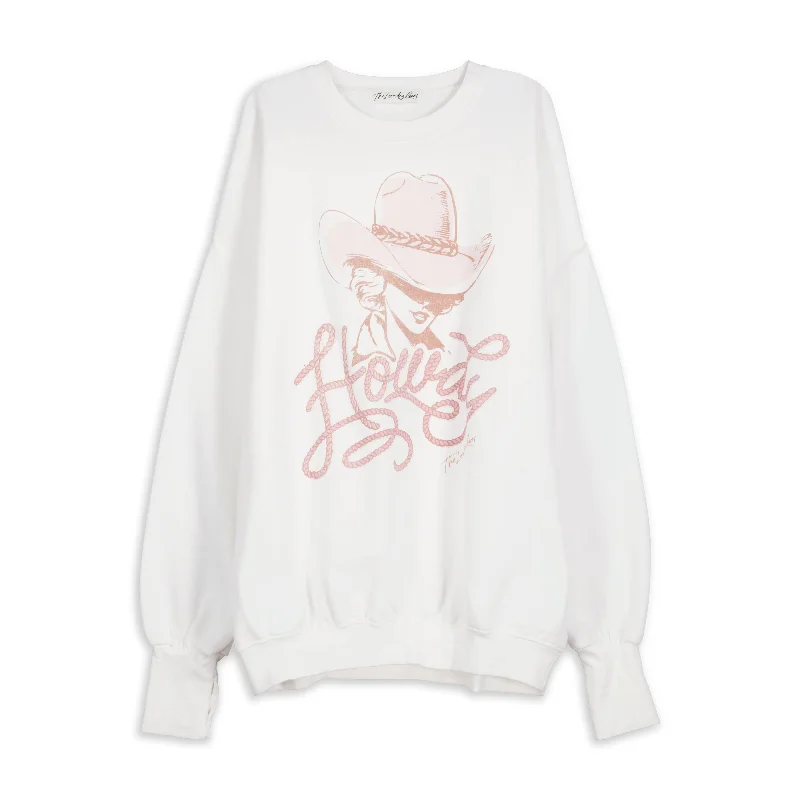 Pullover sweater for spring walks -Howdy Queen - Jump Jumper - White