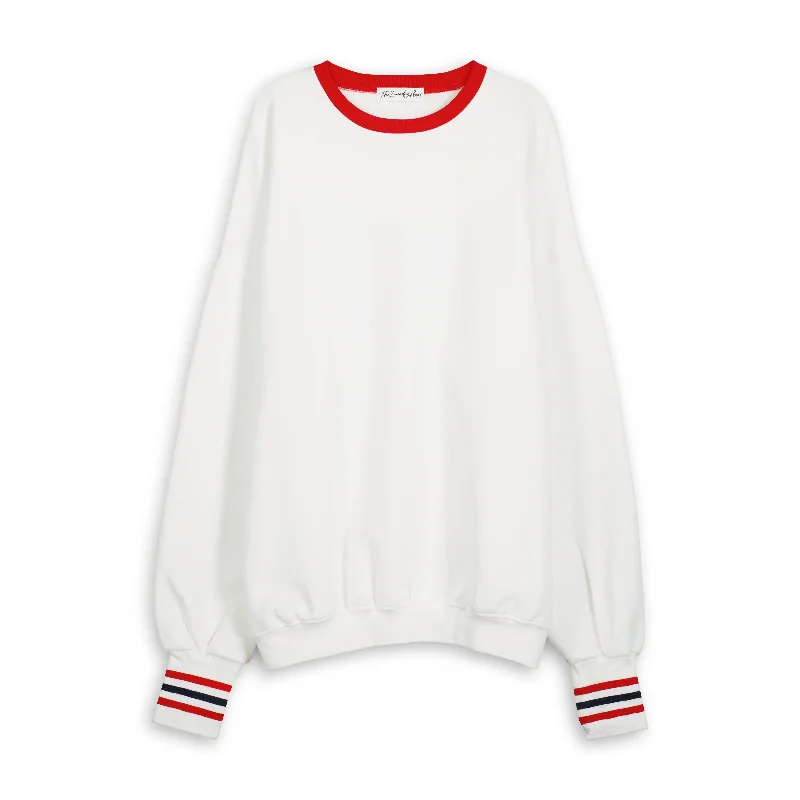 Pullover sweater for cold mornings -Essentials - Jump Jumper - White & Red