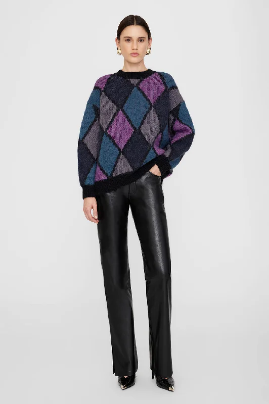 Pullover sweater with diamond pattern -Sydney Crew Sweater - Multi Diamond