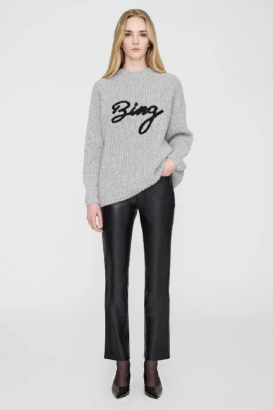 Pullover sweater for outdoor nights -Sydney Crew Sweater Signature - Light Heather Grey