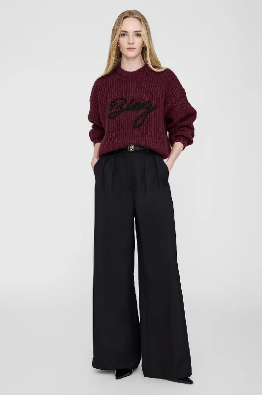 Pullover sweater with wide cuffs -Sydney Crew Sweater Signature - Zinfandel