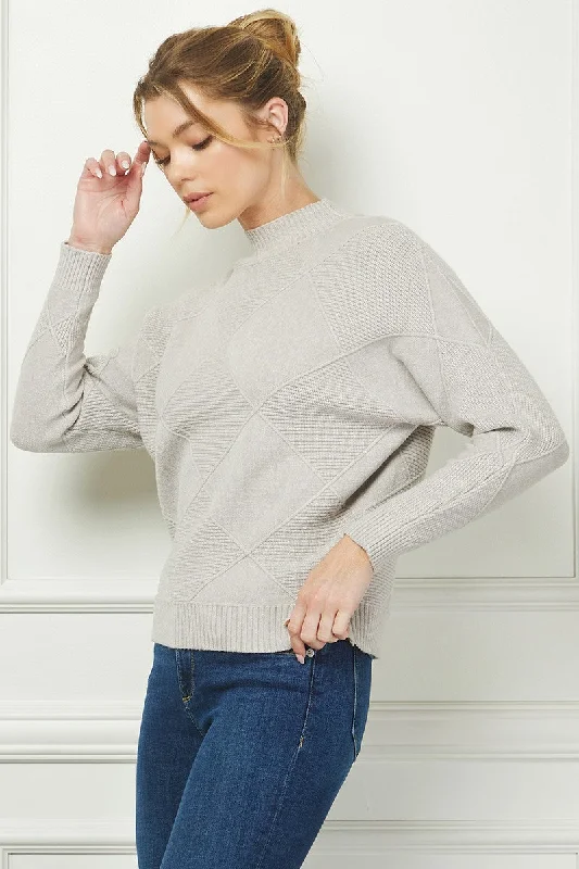 Pullover sweater for outdoor trips -Sylvie Mock Neck Pullover I French Grey