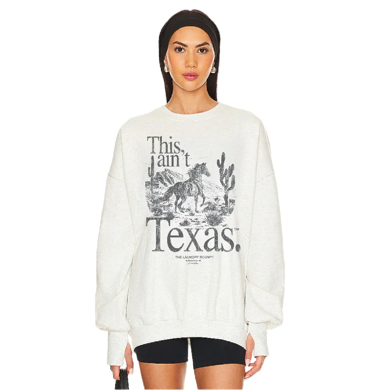 Pullover sweater with back hem -This Ain'T Texas Stallion - Jump Jumper - Pebble Heather