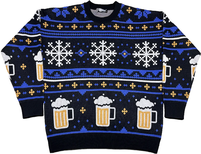 Pullover sweater for plus-size -Winter Beer Knitted Christmas Sweater