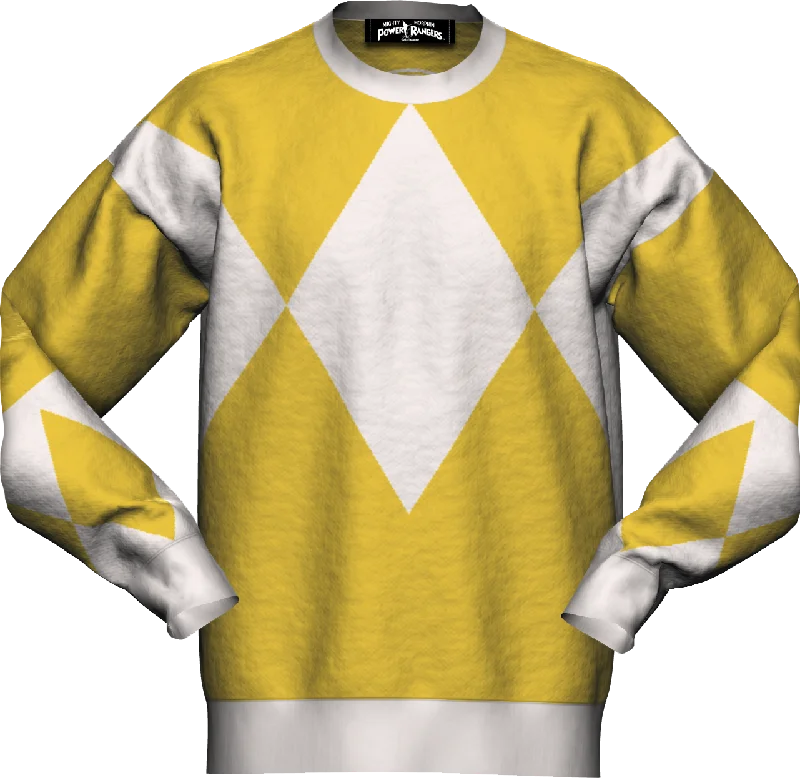 Pullover sweater with front hem -Yellow Ranger Mighty Morphin Power Rangers Knitted Sweater