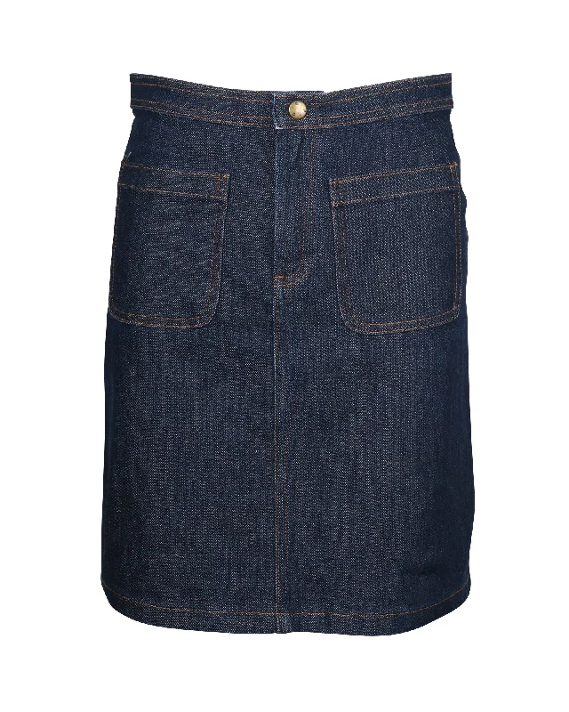 Tapered pencil skirts sleek -A.P.C Denim Skirt in Navy Blue Cotton