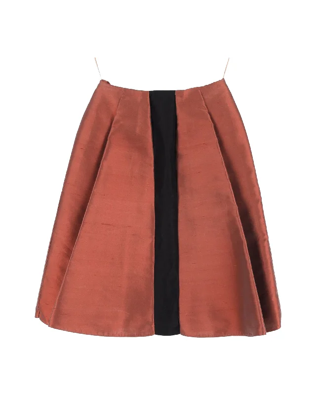 Slim-fit pencil skirts sleek -Balenciaga Pleated Midi Skirt in Orange Polyester Viscose