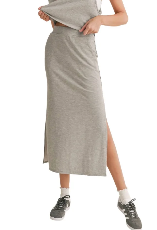 Quilted pencil skirts cozy -Break A Sweat Maxi Skirt In Grey