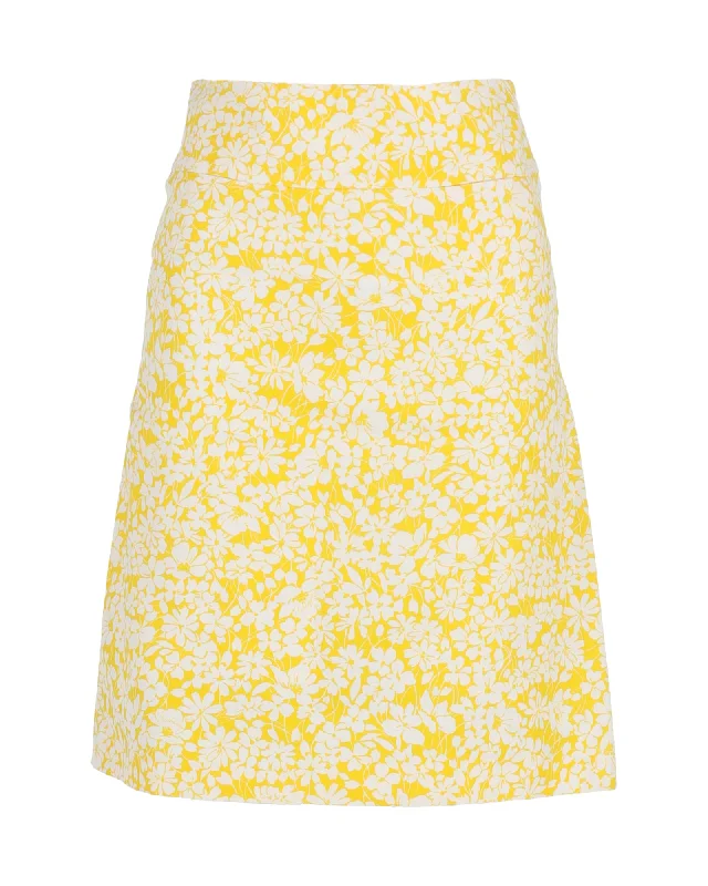 Tie-dye maxi skirts retro -Burberry Floral Knee-Length Skirt in Yellow Cotton