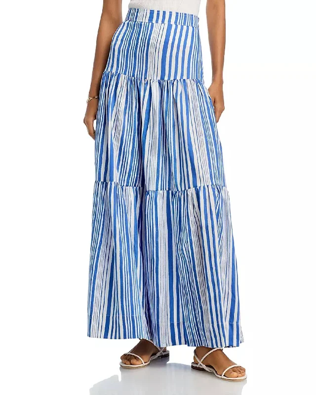 Cargo pencil skirts hybrid -Cobalt Tiered Maxi Skirt In Blue Stripe