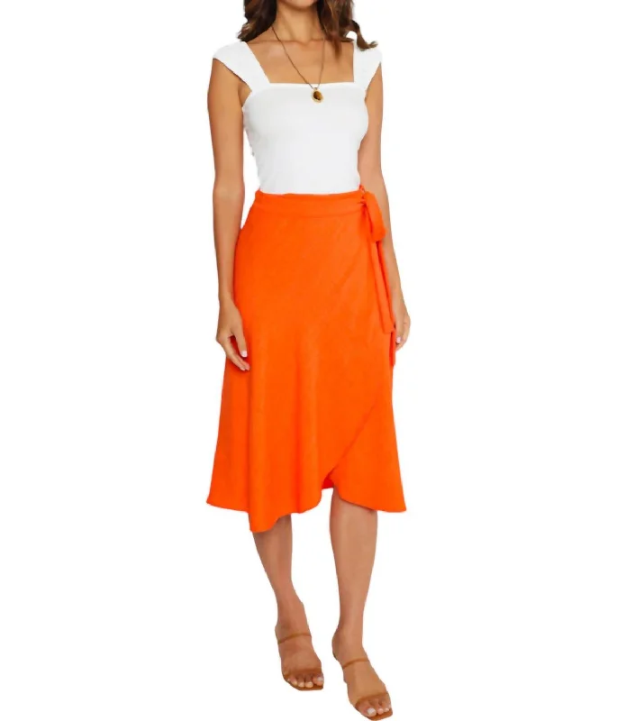 Floral pencil skirts playful -Cora Wrap Skirt In Orange