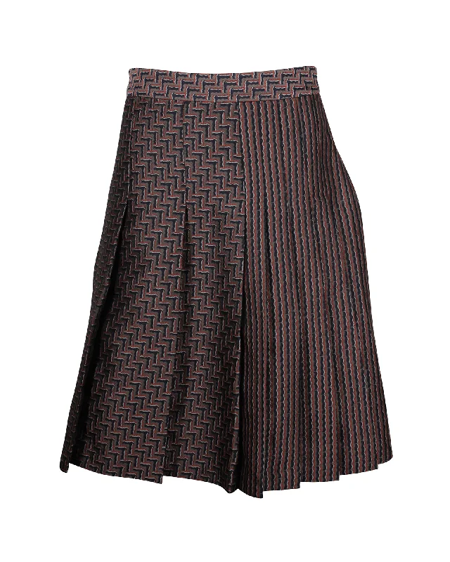 Blue maxi skirts cool -Diane Von Furstenberg Asymmetric Pleated Skirt in Brown Polyester