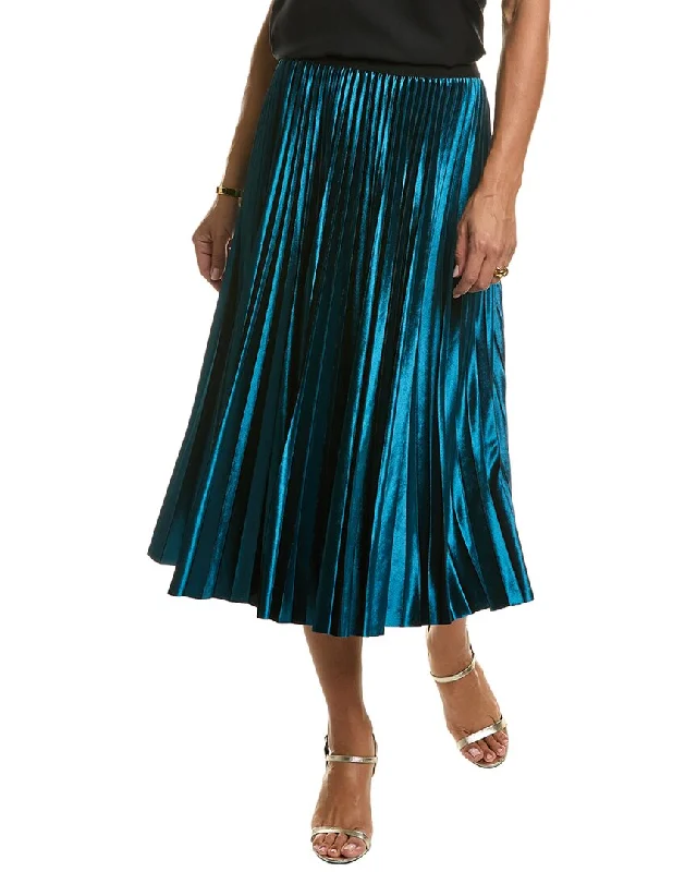 Mesh-lined maxi skirts breathable -Elie Tahari Accordion Pleated Velvet Skirt