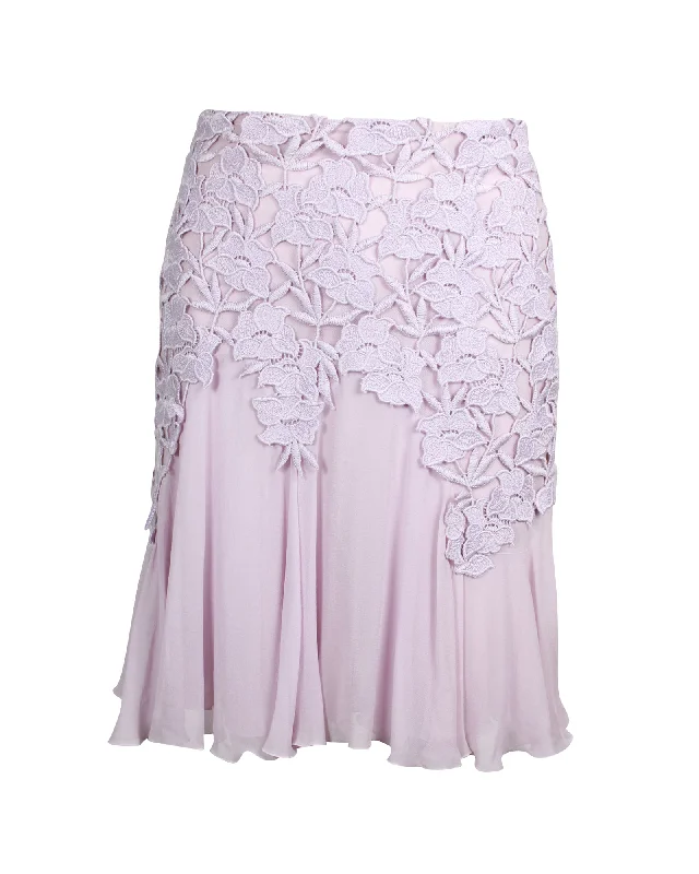 Striped pencil skirts fun -Giambattista Valli Lace-Trimmed Mini Flared Skirt in Lavender Cotton Silk Polyester