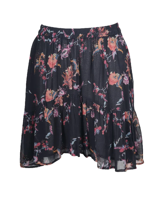 Green pencil skirts vibrant -Iro Asymmetric Mini Skirt in Floral Printed Viscose