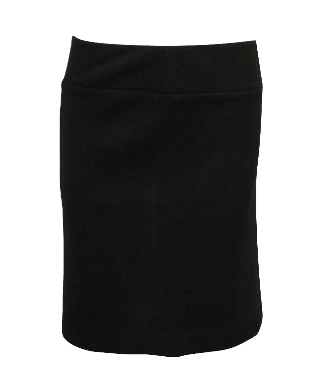 Low-rise pencil skirts casual -Joseph Midi Skirt with Gold Trim in Black Wool