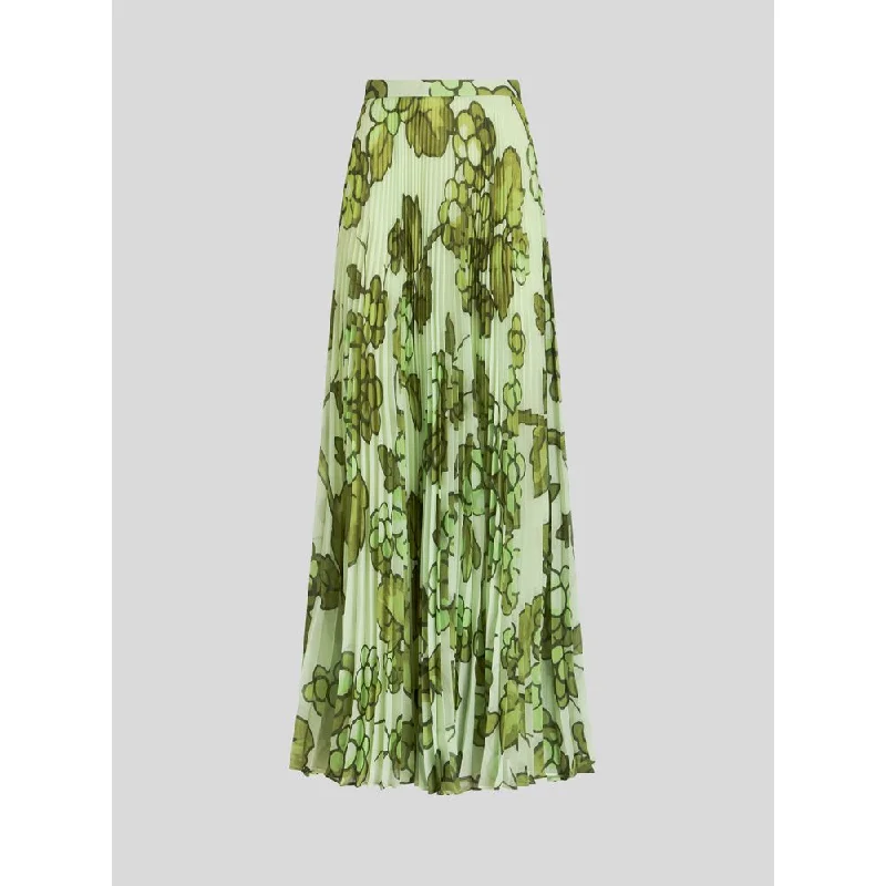 Camo maxi skirts bold -LONG PLEATED SKIRT