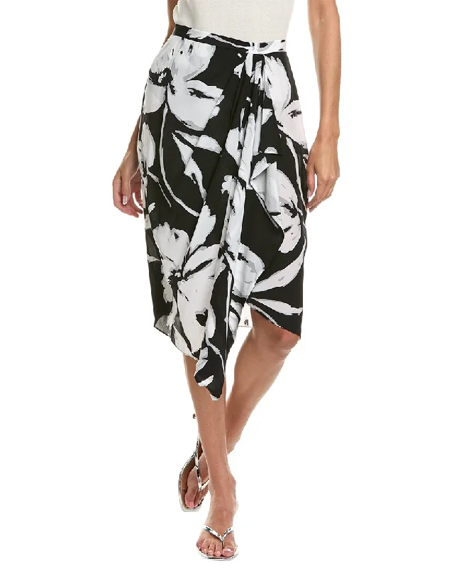 High-rise pencil skirts flattering -Michael Kors Collection Floral Draped Silk Skirt