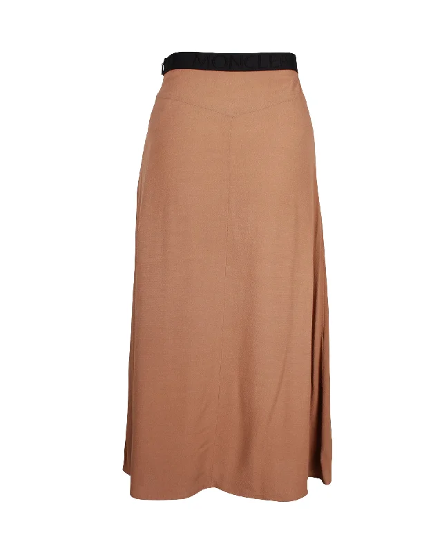 Wide-leg maxi skirts loose -Moncler Flared A-Line Midi Skirt in Brown Viscose