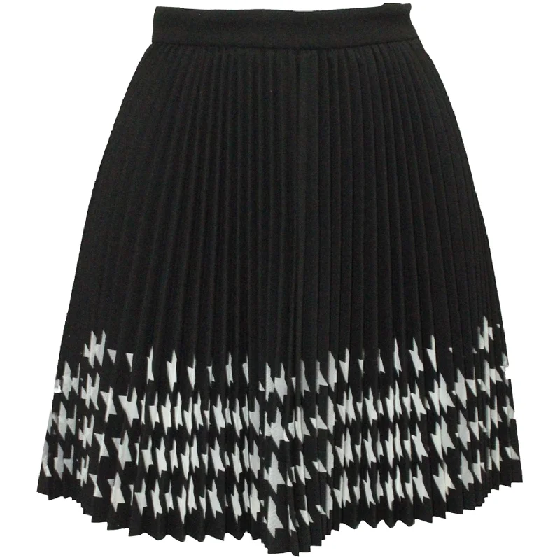 Ankle-length pencil skirts sharp -MSGM Houndstooth Pleated Laser Cut Skirt in Black Polyester