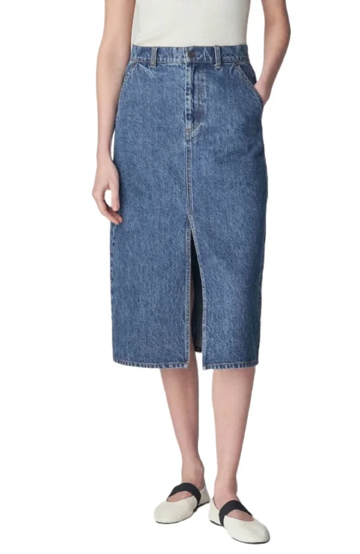 Black maxi skirts tight -Organic Denim Skirt In Indigo