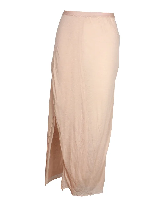 Red maxi skirts vibrant -Rick Owens Side Slit Midi Skirt in Nude Viscose