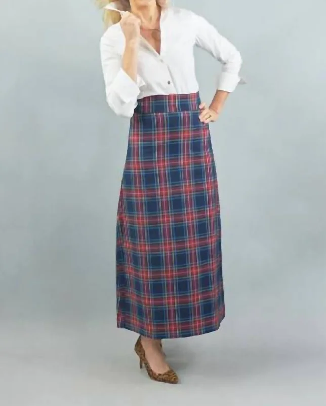 High-waisted skirts vintage -Sanibel Skirt In Navy Plaid