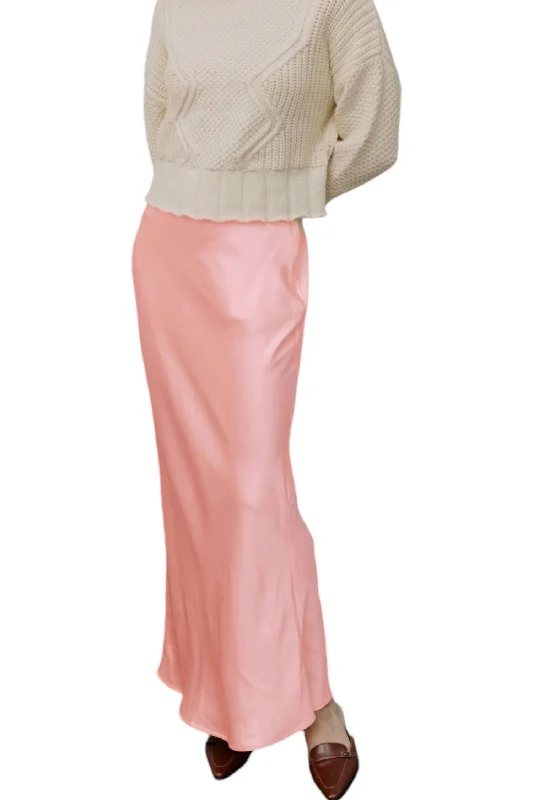 Stretch maxi skirts flexible -Valerie Skirt In Blush