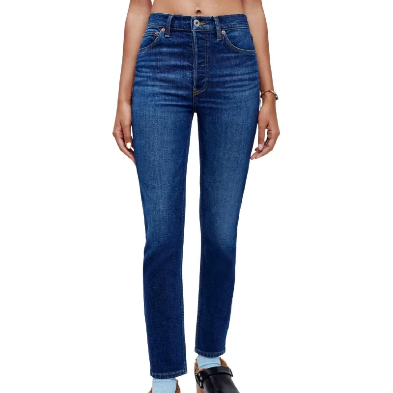 Twill dress pants strong -90's High Rise Ankle Crop Jean In Deep Sapphire