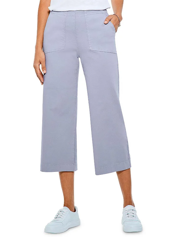 Athletic pants breathable fabric -All Day Womens Cropped Solid Wide Leg Pants