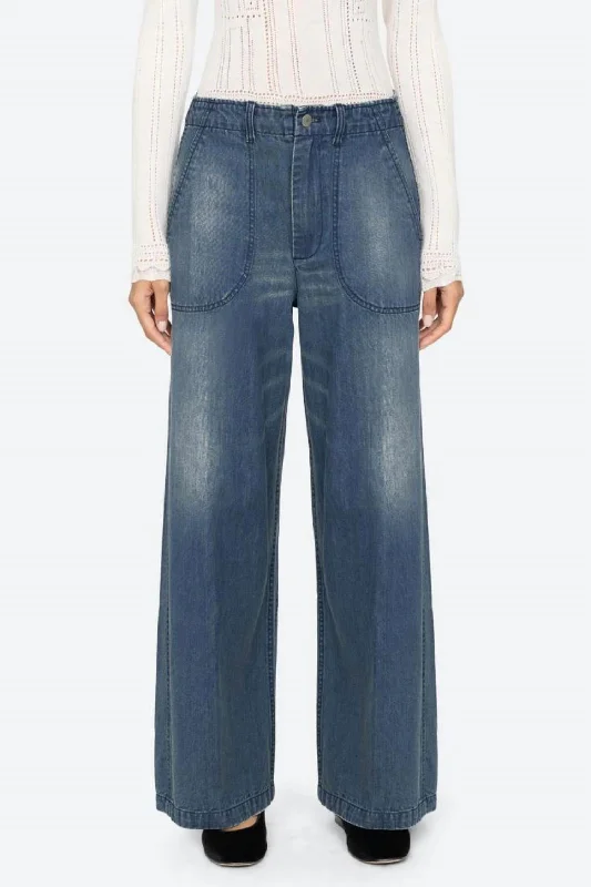 Side-stripe pants sporty -Amari Jean In Blue