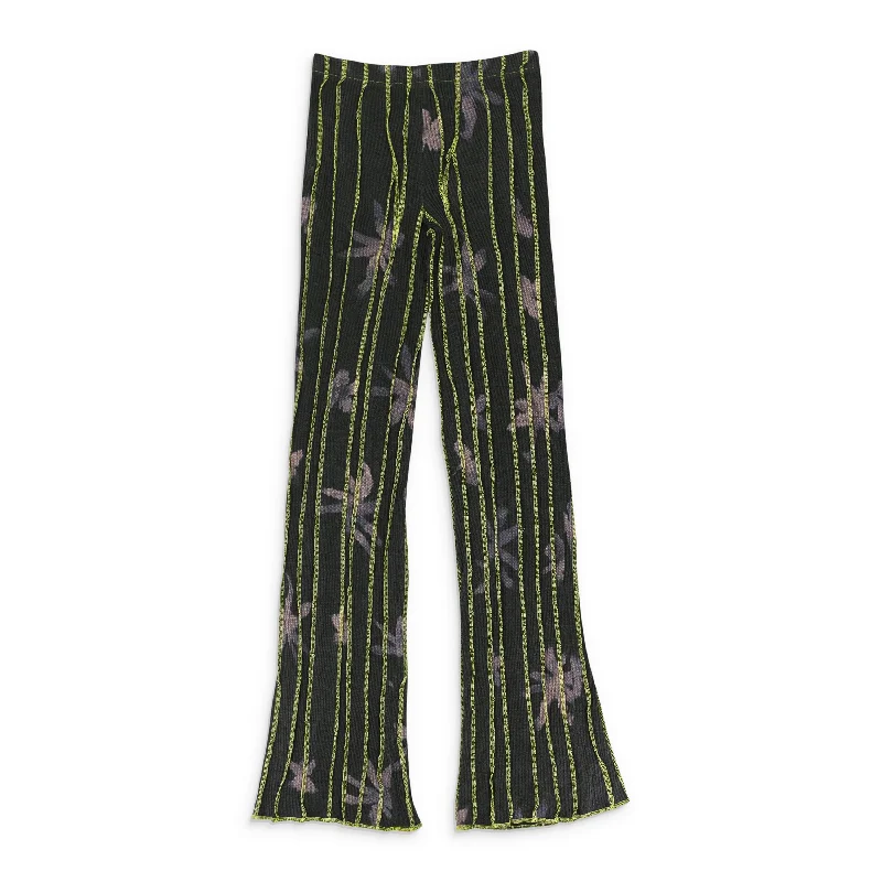 Beige chino pants neutral -ANENOME PRINT 3D STRIPE BLACK GREEN STRAIGHT PANTS