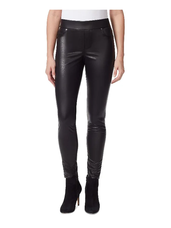 Winter pants insulated lining -Avery Womens Faux Leather Mid-Rise Leggings