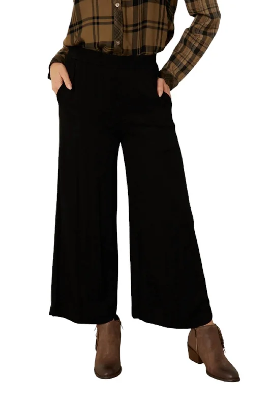 Brown corduroy pants warm -Better Days Wide Leg Pants In Black