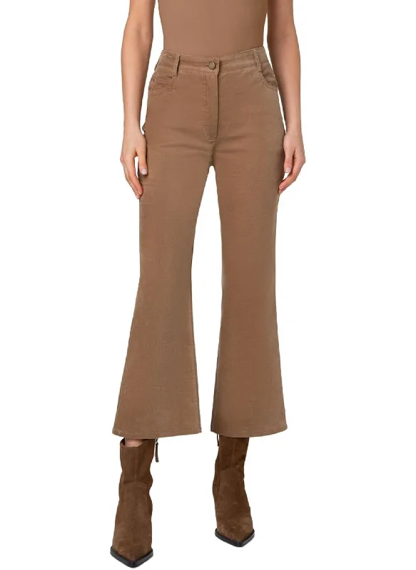 Beige skinny pants neutral -Cali Velvet Ankle Bootcut Pants In Caramel