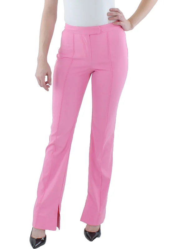 Slim-fit dress pants sharp -Carmine Womens Split Hems Pleated High-Waist Pants