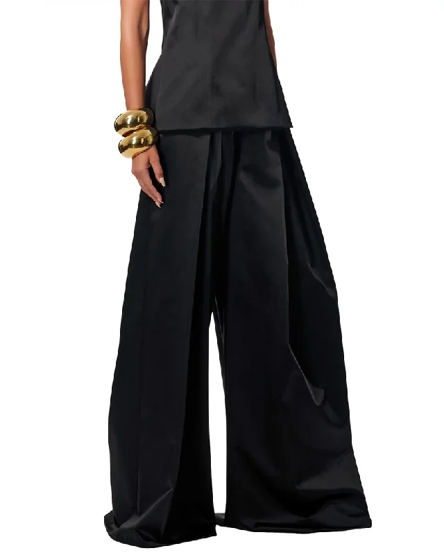 Floral skinny jeans pants cute -Carolina Herrera Wide Leg Pleated Pant