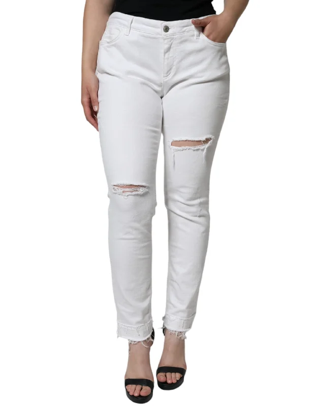 Reflective chino pants visible -Dolce & Gabbana  Cotton Stretch Tatte Skinny Women's Jeans (Pre-Owned)