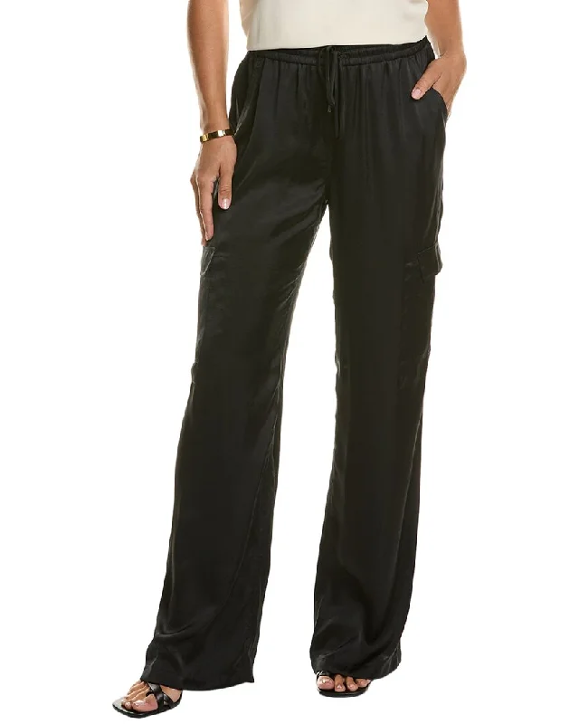 Black cargo pants versatile -Elie Tahari Relaxed Satin Cargo Pant