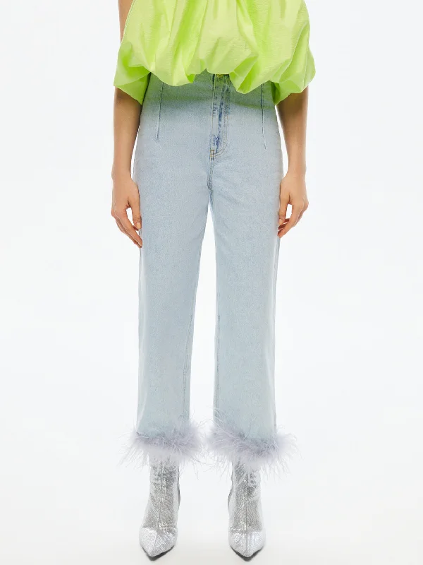 High-rise pants flattering cut -Feather Boa Jeans