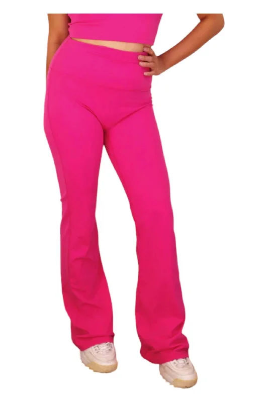 High-waisted skinny jeans pants chic -Flared Pants In Pink