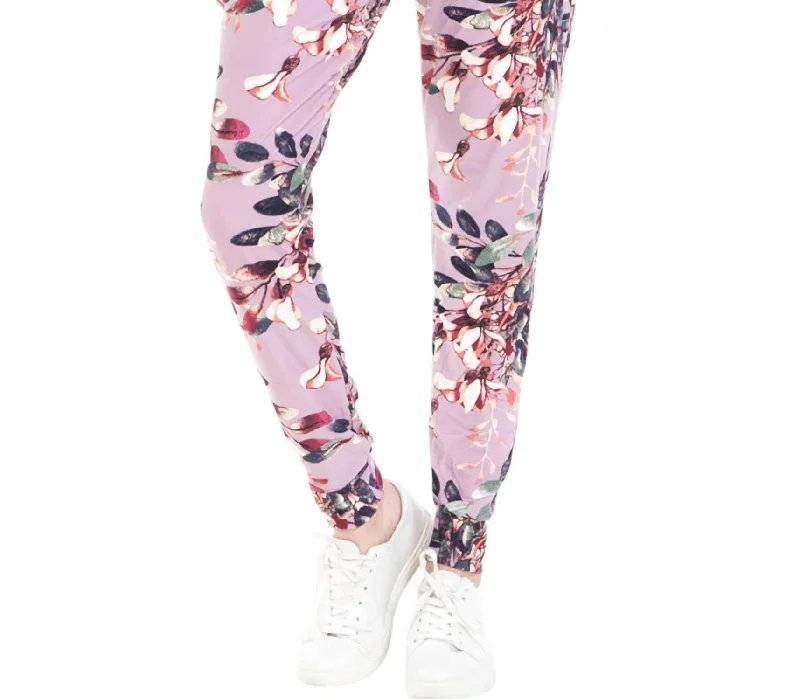 Twill dress pants strong -Floral Jill Jogger Pants In Purple