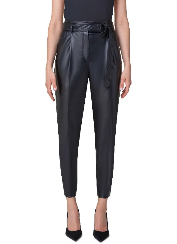 Tapered cargo pants sharp -Fred Vegan Leather Pant In Black